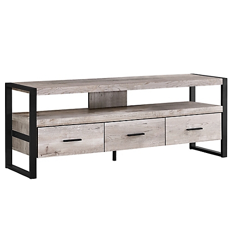 Monarch Specialties Rustic TV Stand with 3 Drawers for TVs Up to 60 in.