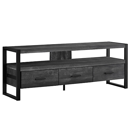 Monarch Specialties Rustic TV Stand with 3 Drawers for TVs Up to 60 in.