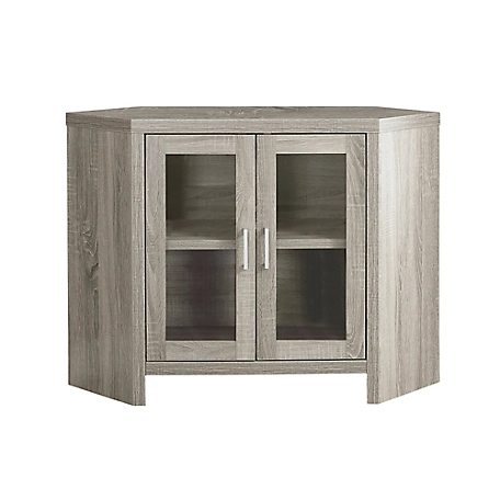 Monarch Specialties Corner TV Stand with Glass Doors for TVs Up to 42 in.
