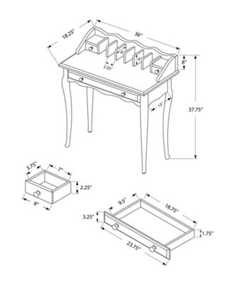 Image showing  36 in. Traditional Secretary Desk