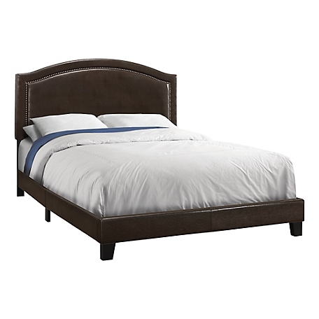 Monarch Specialties Queen Size Bed Frame with Upholstered Headboard, I 5936Q