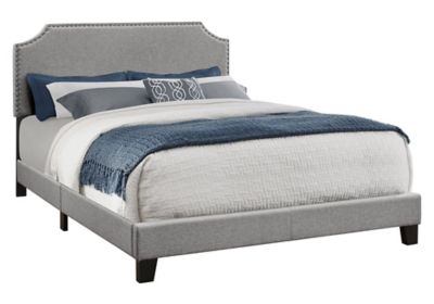 Monarch Specialties Queen Size Bed Frame with Upholstered Headboard, I 5925Q