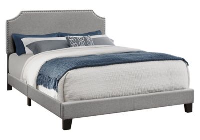 Monarch Specialties Bed Frame with Upholstered Headboard, Queen Size