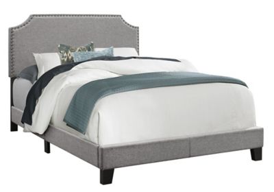 Monarch Specialties Bed Frame with Upholstered Headboard, Full Size