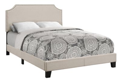 Monarch Specialties Full Size Bed Frame with Upholstered Headboard