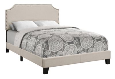 Monarch Specialties Bed Frame with Upholstered Headboard, Full