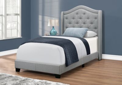 Image showing  Linen Bed Frame with Tufted Wing Back Headboard, Queen
