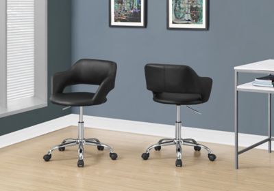 Image showing  Mid-Back Leather/Metal Hydraulic Lift Office Chair