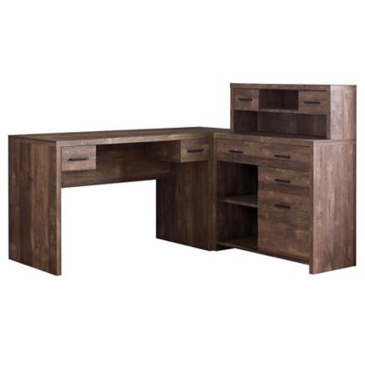 Monarch Specialties Wood Look L-Shaped Computer Desk with Hutch