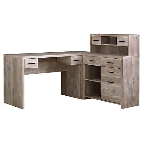 Monarch Specialties Wood Look L-Shaped Computer Desk with Hutch