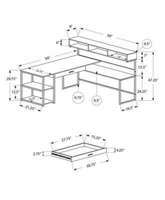 Image showing  Computer Desk, 60 in. L, Metal Corner