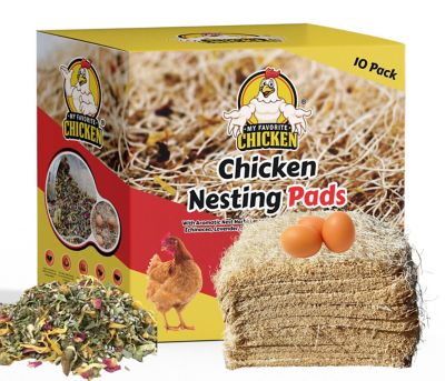 My Favorite Chicken Premium Nesting Pads with Organic Herbs, 10-Pack Thick Natural Nest Box Pad Liners (13 x 13 in.), USA Grown