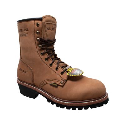 AdTec Men's Waterproof Steel Toe Logger Boots, 9 in., Brown