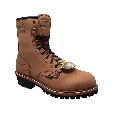 AdTec Men's Waterproof Steel Toe Logger Boots, 9 in., Brown