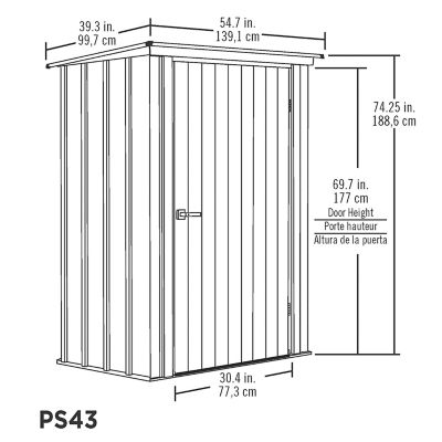 Image showing  Spacemaker Patio Steel Storage Shed, Flute Gray/Anthracite, 4 ft. x 3 ft.