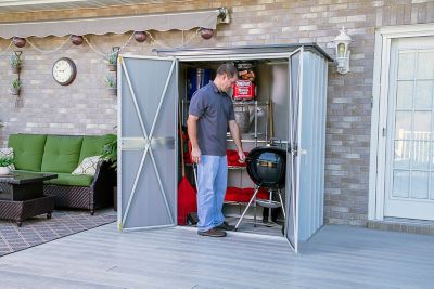Image showing  Spacemaker Patio Steel Storage Shed, Flute Gray/Anthracite, 5 ft. x 3 ft.