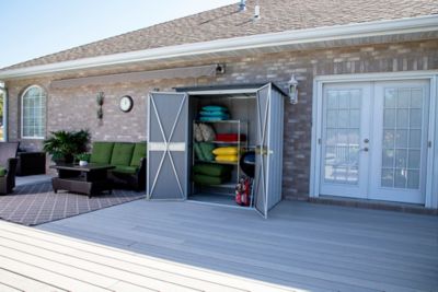 Image showing 3 th Arrow Spacemaker Patio Steel Storage Shed, Flute Gray/Anthracite, 5 ft. x 3 ft.