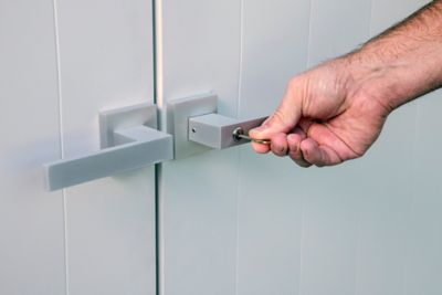 Image showing 14 th Arrow Spacemaker Patio Steel Storage Shed, Flute Gray/Anthracite, 5 ft. x 3 ft.