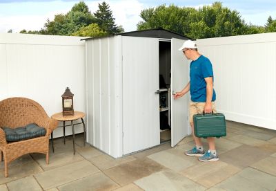 Image showing  Spacemaker Patio Steel Storage Shed, Flute Gray/Anthracite, 6 ft. x 3 ft.
