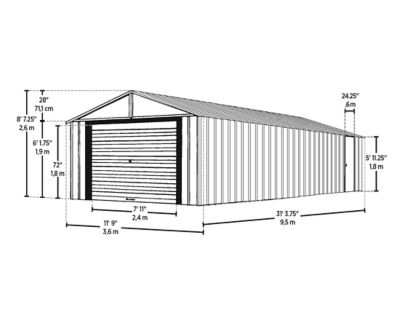 Image showing  12 ft. x 31 ft. Murryhill Steel Storage Building, Flute Gray