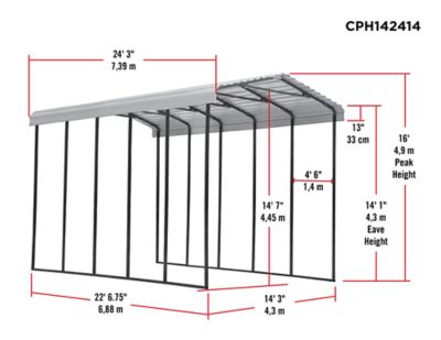 Image showing  14 ft. x 24 ft. x 14 ft. RV Carport, Eggshell
