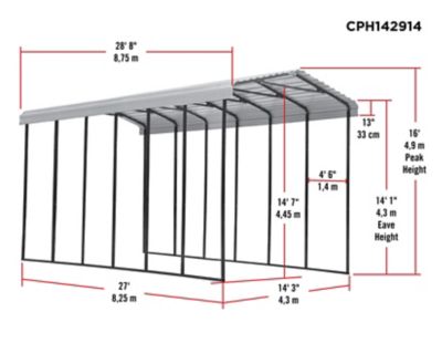 Image showing 5 th Arrow 14 ft. x 29 ft. x 14 ft. RV Carport, Eggshell