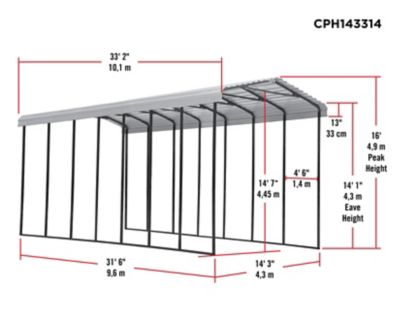 Image showing 5 th Arrow 14 ft. x 33 ft. x 14 ft. RV Carport, Eggshell