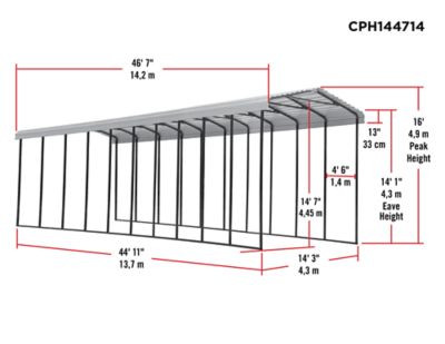 Image showing  14 ft. x 47 ft. x 14 ft. RV Carport, Eggshell