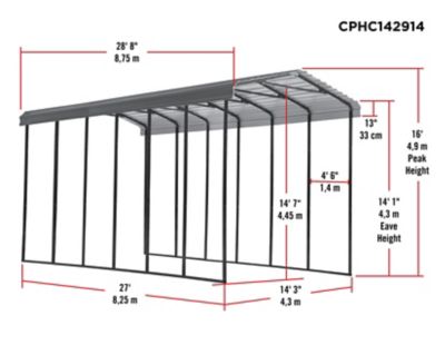 Image showing  14 ft. x 29 ft. x 14 ft. RV Carport, Charcoal