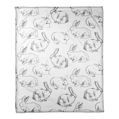Farmstead Fields Gray Bunny Sketch 30 X 40 Throw Blanket At Tractor Supply Co