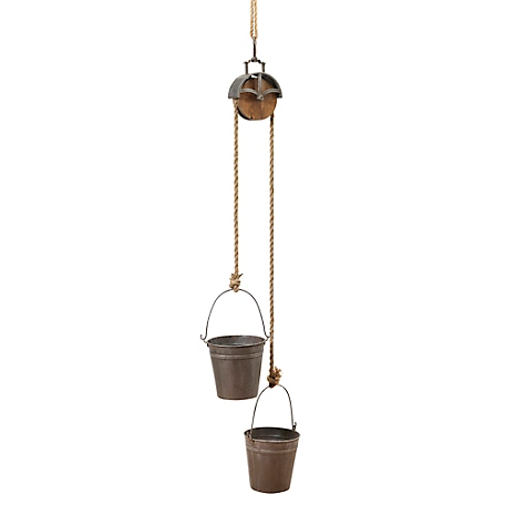 Gerson International 44.5 in. H Metal Pulley with Planter Buckets