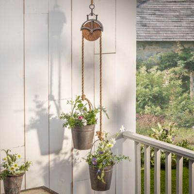 Image showing  Metal Pulley with Planter Buckets, 44.5 in.