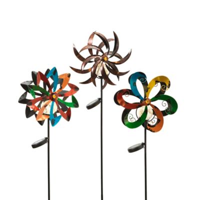 Gerson International Solar Wind Spinners, 44 in. H, 3-Pack