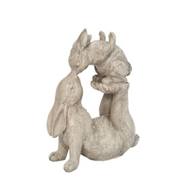 Gerson International 14.5 in. H Resin Kissing Bunnies, 2516300EC