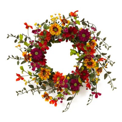 Gerson International Summer Wild Flower Twig Wreath, 24 in.