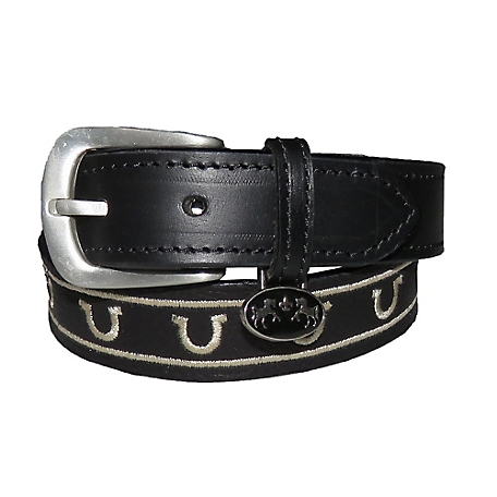 Equine Couture Unisex Children's Lee Leather Belt, 1 in. W, Black, 110770-16-L