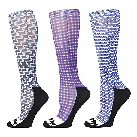 Equine Couture Women's Lola Padded Knee-High Boot Socks, 3 Pair