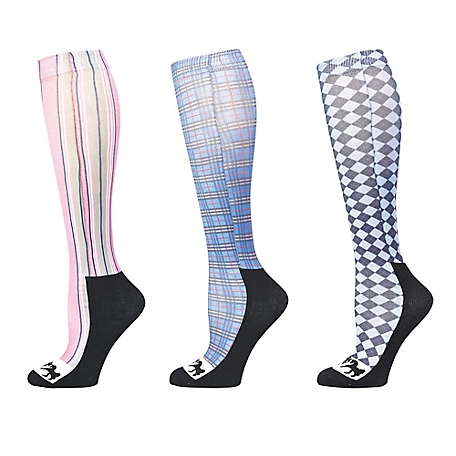 Equine Couture Women's Isabel Padded Knee-High Boot Socks, 3 Pair
