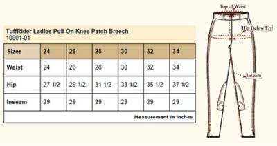 Image showing 4 th TuffRider Ladies' Pull-On Knee Patch Breeches, 10001
