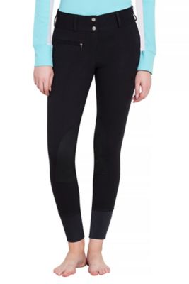 Image showing  Women's Ribbed Low-Rise Wide Waistband Knee-Patch Breeches