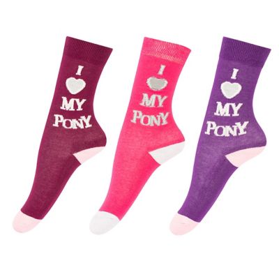 TuffRider Unisex Kids' I love My Pony Boots Socks, 3 Pairs