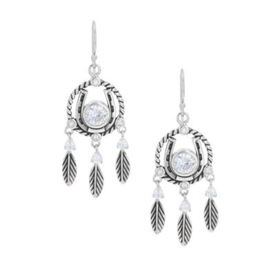 Montana Silversmiths Horseshoe Feather Dreams Hook Earrings