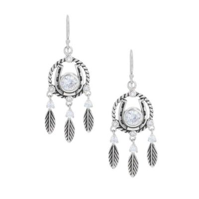 Montana Silversmiths Horseshoe Feather Dreams Hook Earrings, ER4521