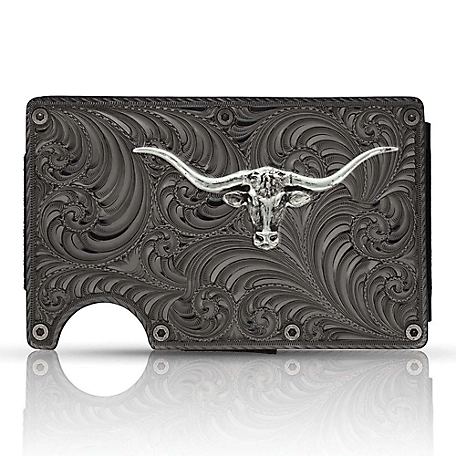 Montana Silversmiths Gunmetal Credit Card and Cash Case with Longhorn