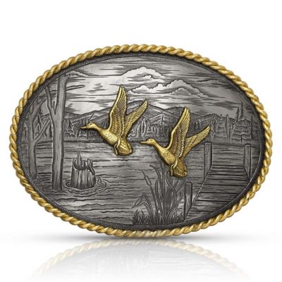Montana Silversmiths Men's On the Banks with Ducks Belt Buckle