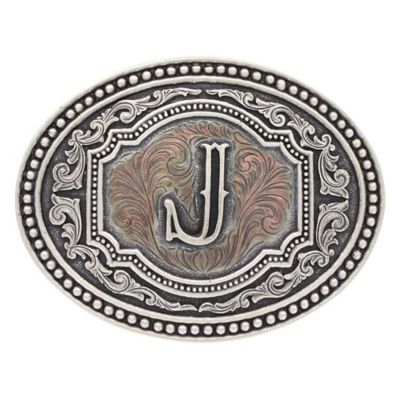 Montana Silversmiths Initial J 2-Tone Cameo Attitude Belt Buckle, A518J