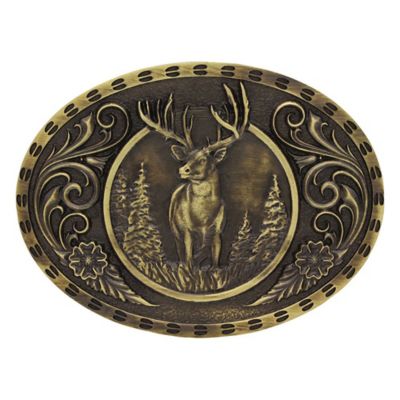 Montana Silversmiths Heritage Outdoor Series Wild Stag Carved Belt Buckle, A507C