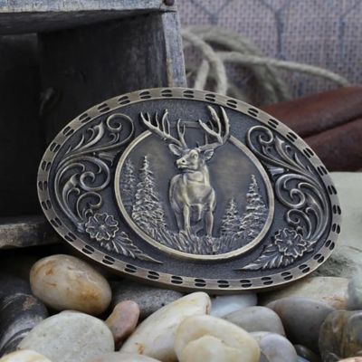 Image showing  Men's Heritage Outdoor Series Wild Stag Carved Belt Buckle