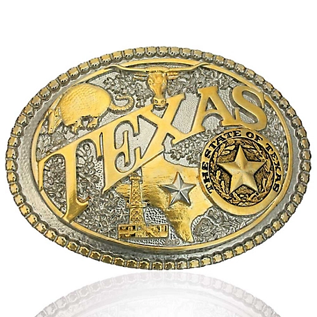 Montana Silversmiths 2-Tone Texas State Heritage Attitude Belt Buckle, 60811TXP2