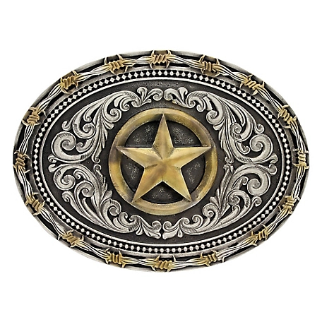Montana Silversmiths 2-Tone Rope and Barbed Wire Classic Impressions Lone Star Attitude Belt Buckle, A530